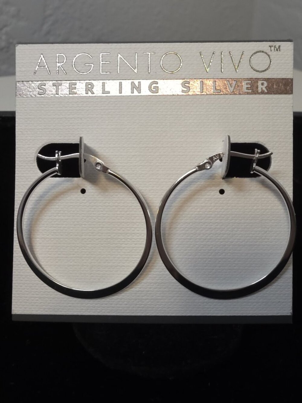 Argento Vivo Sterling Silver Flat Edge Hoop Earrings 1.25” NWT